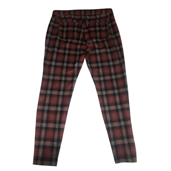 Hue Plaid Flannel Legging Size XL Skinny Pant Stretch Red Black Goth Grunge - Picture 8 of 9